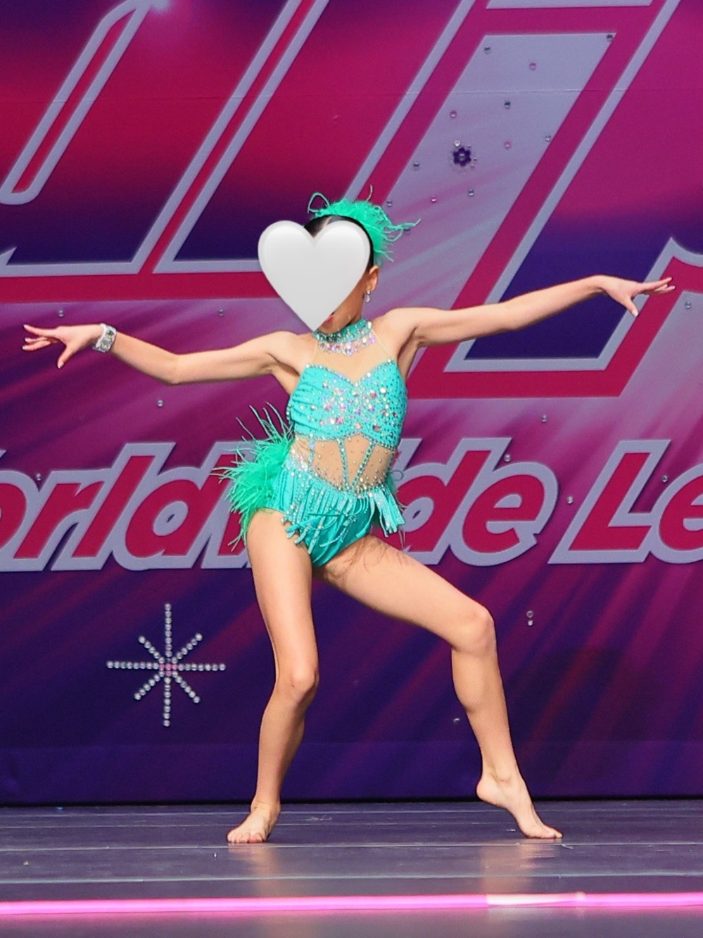 Fully Custom Turquoise Jade Green Feather Dance Costume Musical Theater Solo